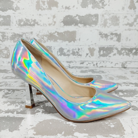 Steve Madden Salza Iridiscent Metallic Pointed Toe Pumps X128 - Picture 5 of 11